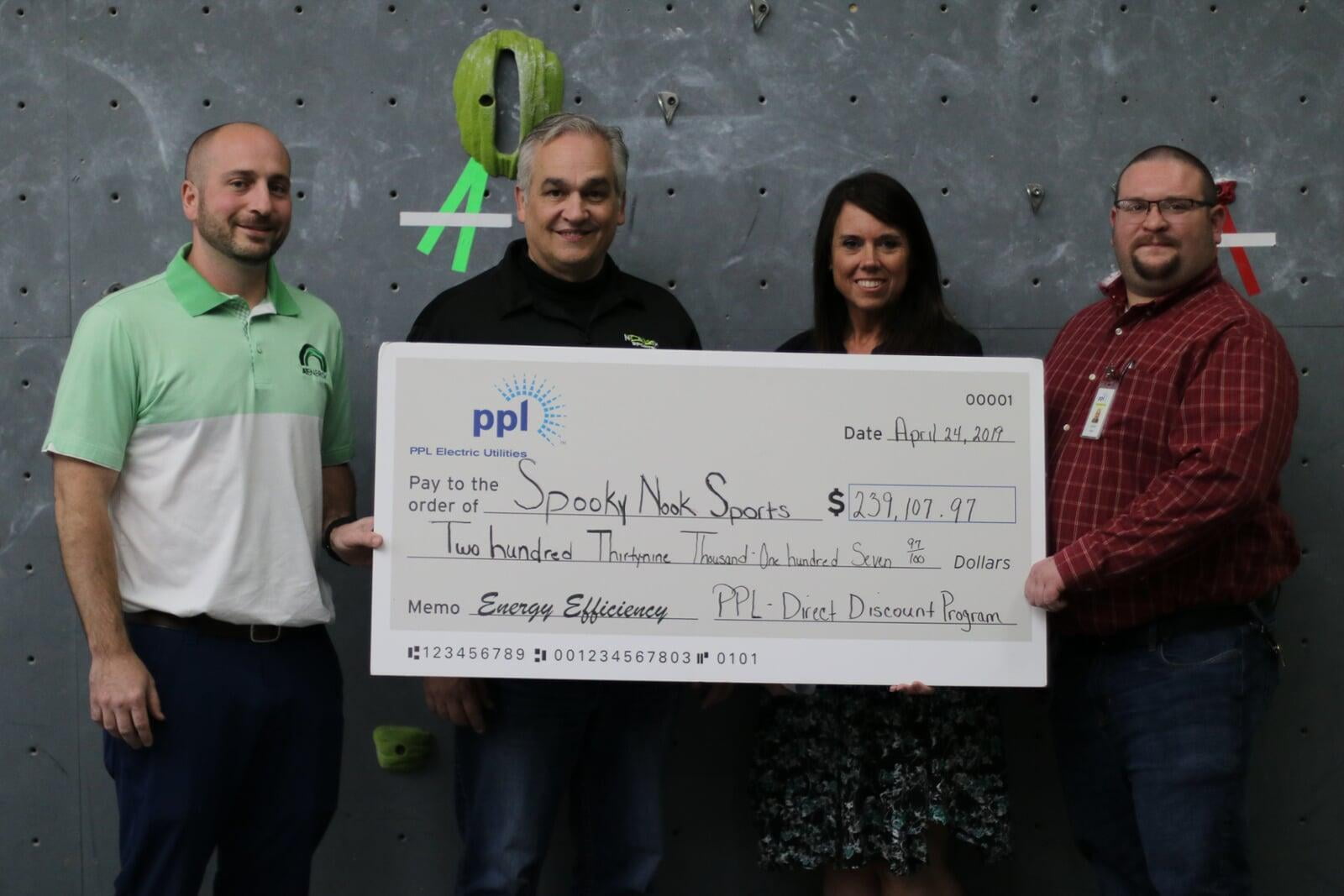 Spooky Nook Sports LED rebate check presentation