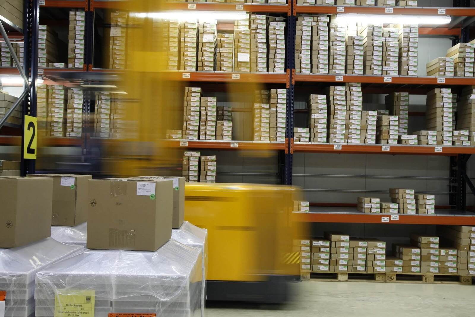 led tubes in a warehouse